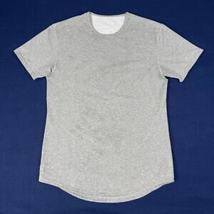 BYLT Men Premium Basics Crew Neck Short Sleeve T Shirt Gray Size M Drop Cut Hem